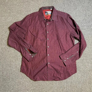 Robert Graham Burgundy Red 100% Cotton Long Sleeve Shirt in Size X-Large